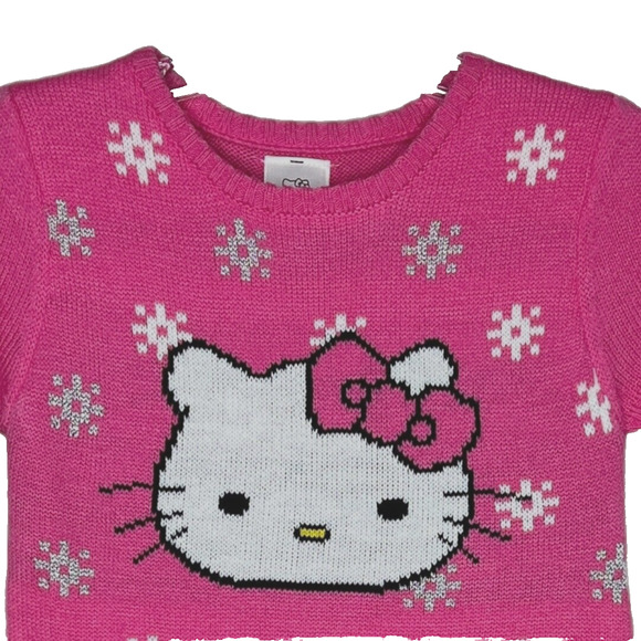 Hello Kitty Dress Girls Medium Pink White Sweater Dress Casual Girly Kawaii - Picture 3 of 5
